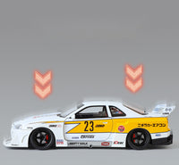 Thumbnail for 1:24 Scale GTR R34 Wide Body Alloy Model Decorate Sports Car With LED Lights Engine Sound Effects Diecast