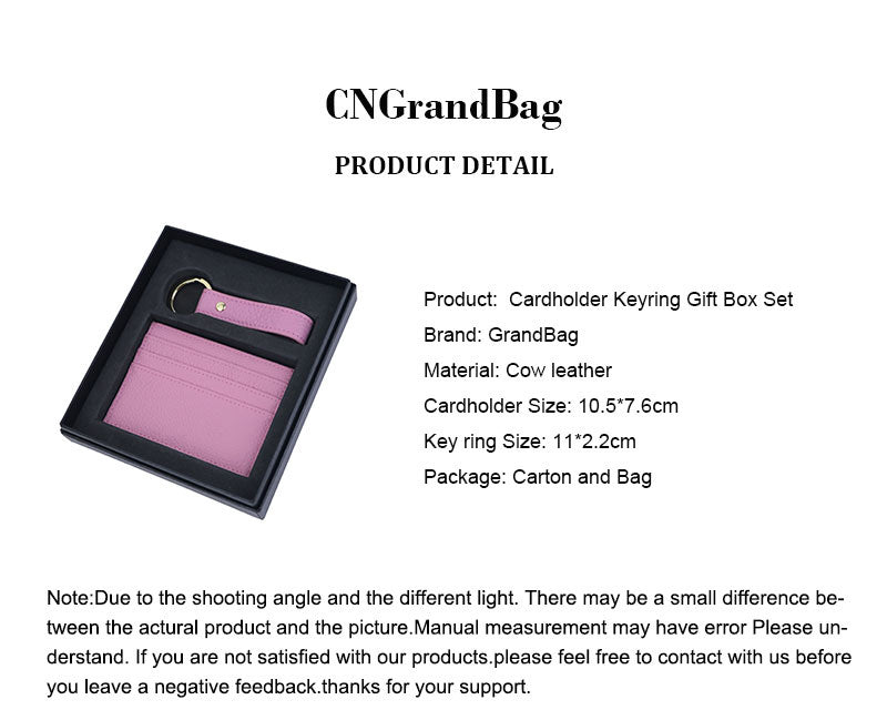 Genuine Leather Cardholder Key Ring Gift Box Set