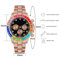 Thumbnail for Fashionable Hip Hop Steel Belt Calendar Quartz Watch Business Diamond Embedded Large Gold Watch Three Eyes Bracelet Steel Belt