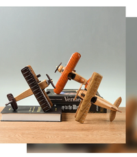 Thumbnail for Solid Wood Retro Handmade Desktop Airplane Model Decoration