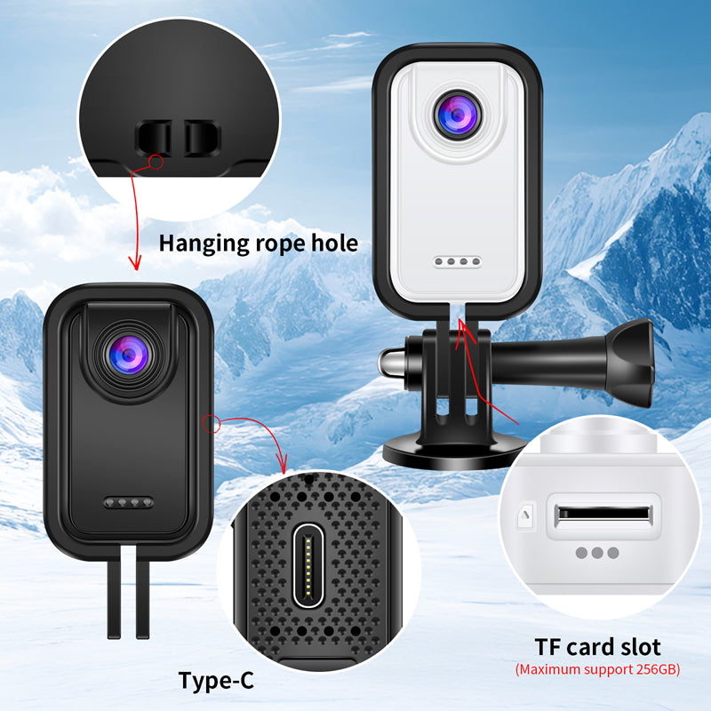 Waterproof 2K Thumb-Size Action Camera with 1.47″ HD Screen, Moto Mount