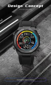 Thumbnail for Pedometer Countdown Sport Digital Men 50M Waterproof Calendar Calorie Wristwatch