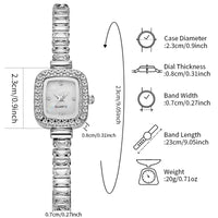 Thumbnail for Fashion Rhinestone Women Watch Square Dial Ladies Quartz Watches Bracelet Band Wristwatches
