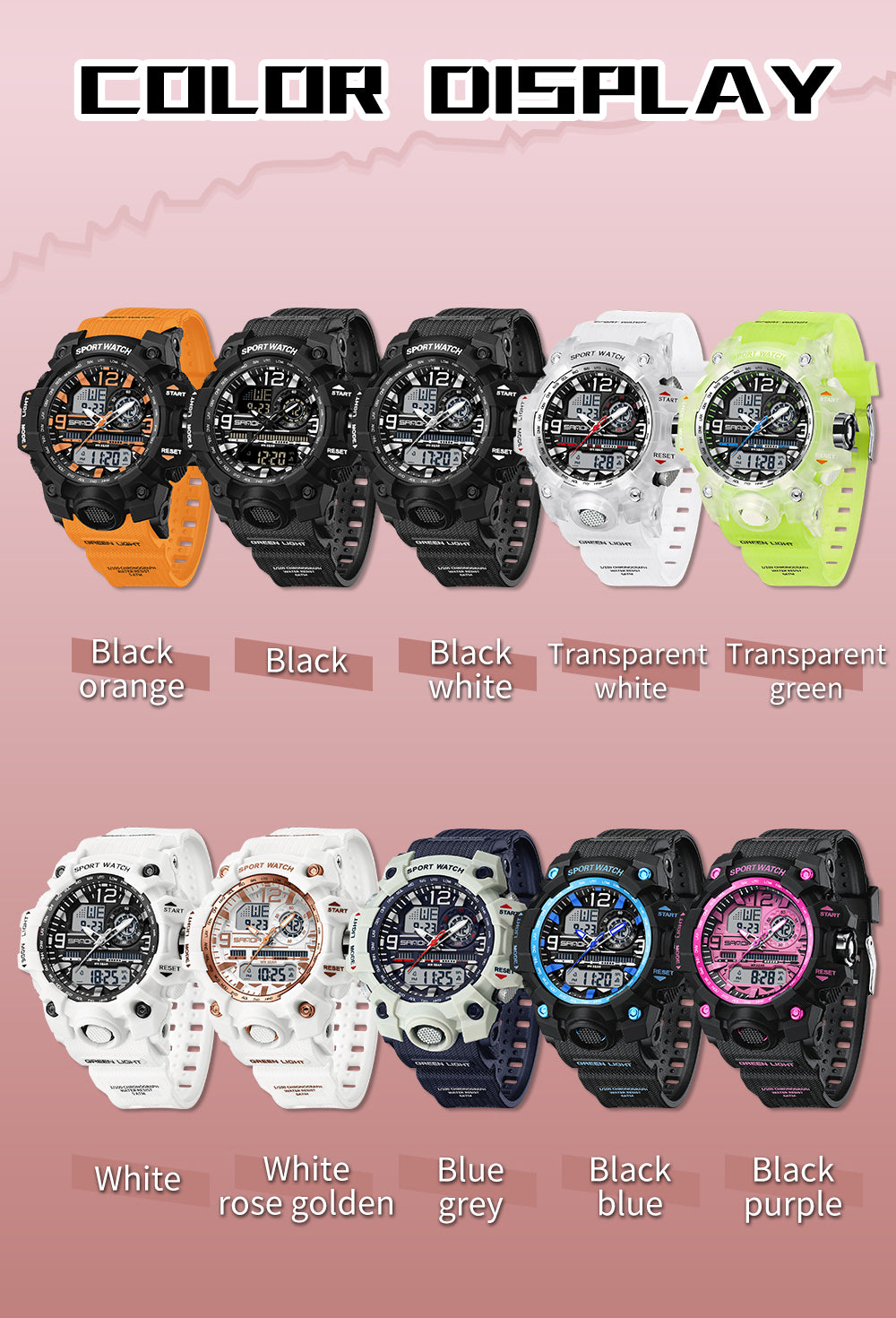 Waterproof Shock Sports Military Quartz Watch For Male Digital Wristwatch