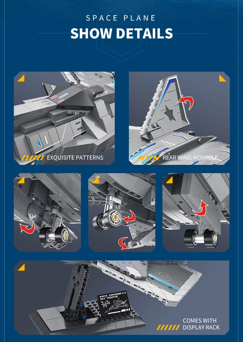 1226pcs South Gate Plan White Emperor Sky Fighter Technical MOC Bricks