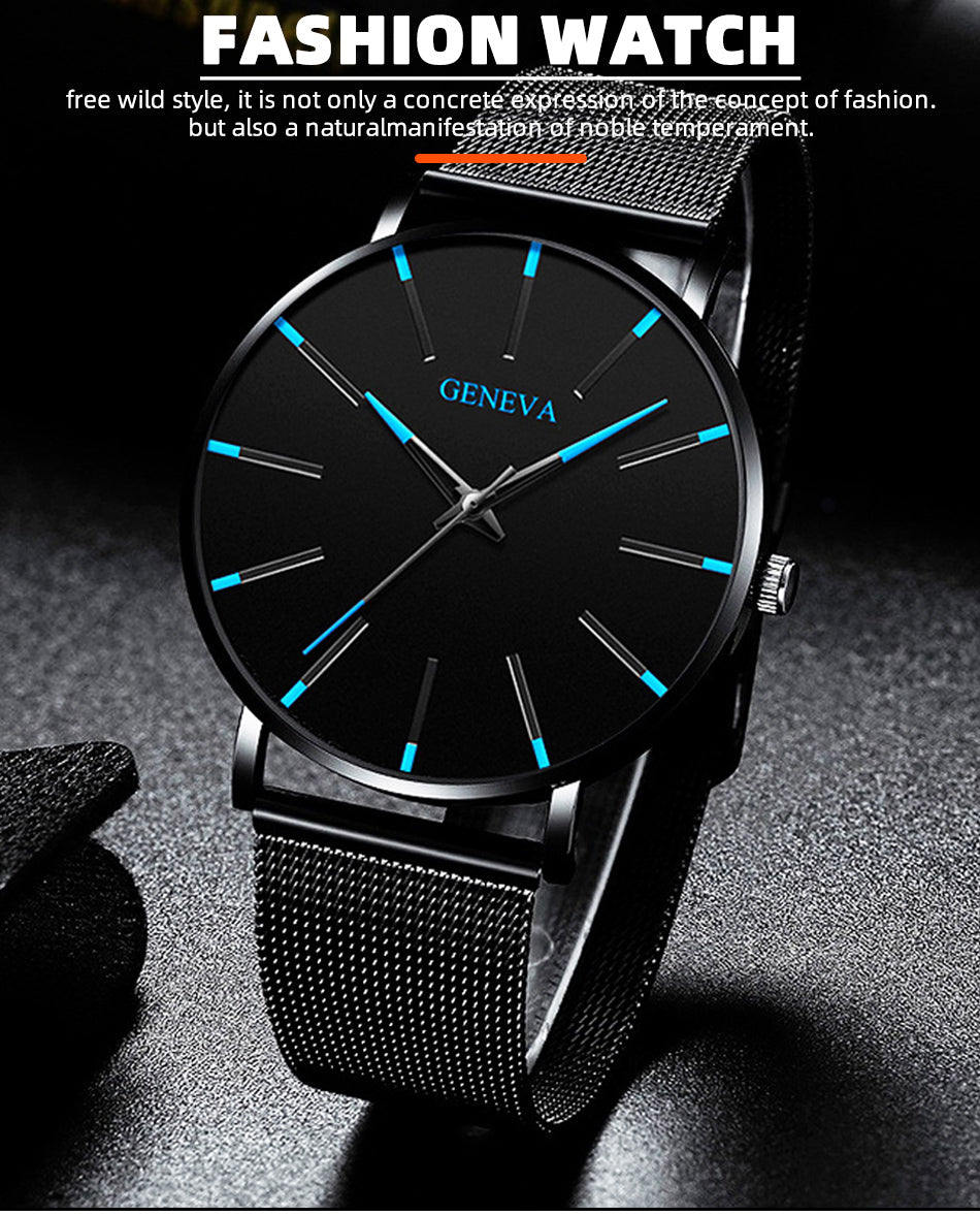 Minimalist Mens Fashion Ultra Thin Watches Simple Men Business Mesh Belt Quartz Wrist Watch