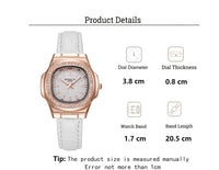 Thumbnail for Women's Simple Diamond Ring Lady Quartz Watch Light Luxury Leather Strap Girl College Student Fashion Wristwatch