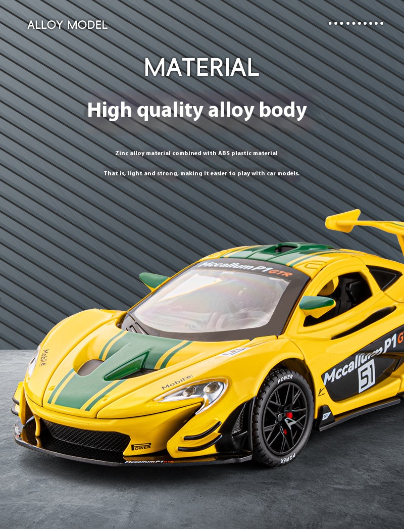 1: 22 Mccallum P1 GTR Alloy Car Model High Simulation Diecasts Toy With Sound and Light Pull Back Vehicles Decoration Toys
