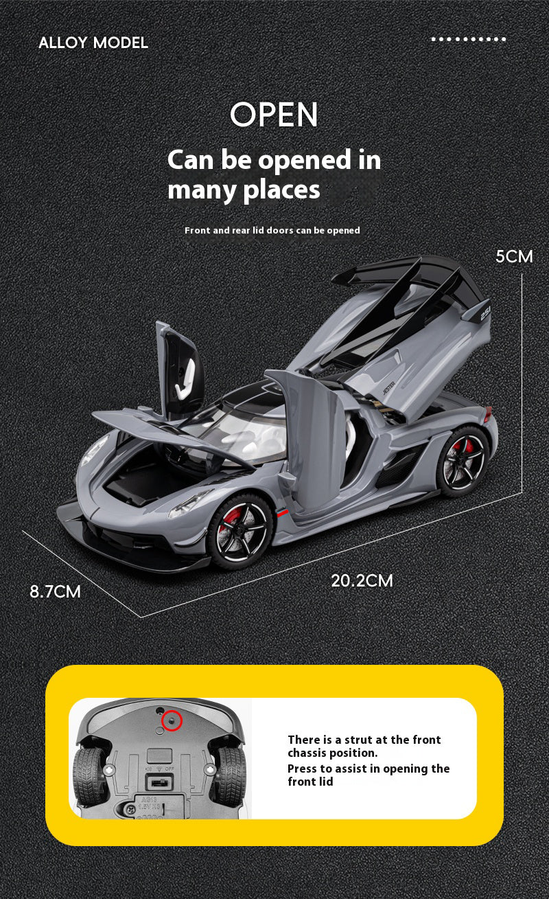 1:22 Scale Jesko Super Car Model Toys Metal Diecast Light Music Pull Back Sports Cars Models