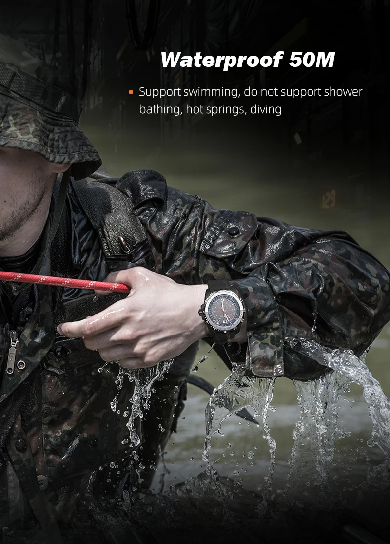 Digital Military Waterproof 50M Sport Wristwatches Solar Men's Watch