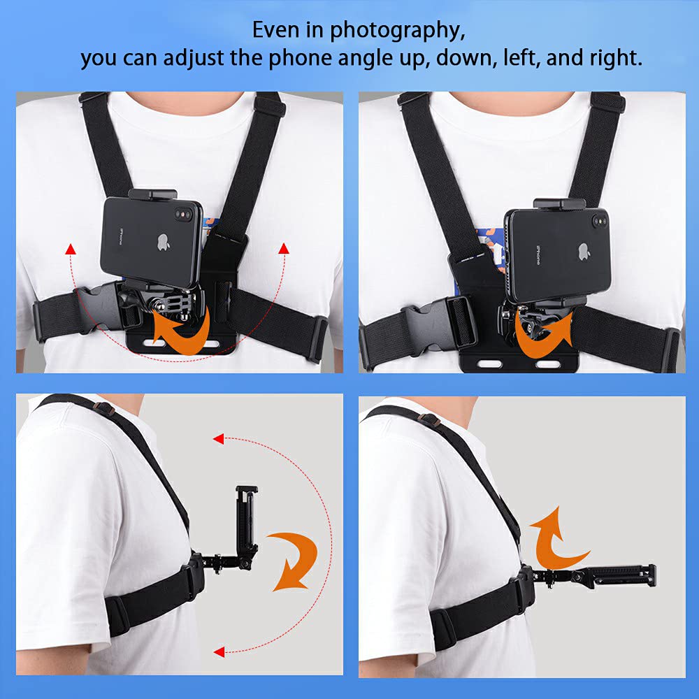 Anti-Slide 360° Rotary Mobile Phone Chest Strap Holder (for Video Recording & Camera Harness)