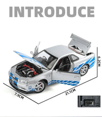 Thumbnail for 1:24 Nissan Skyline Ares GTR R34 Alloy Sports Car Model Diecasts Metal Racing Car Vehicles Model Sound and Light