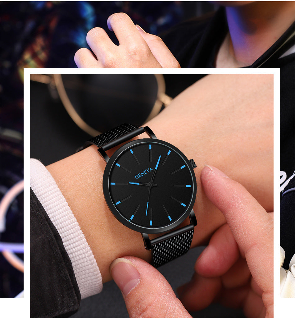 Minimalist Mens Fashion Ultra Thin Watches Simple Men Business Mesh Belt Quartz Wrist Watch