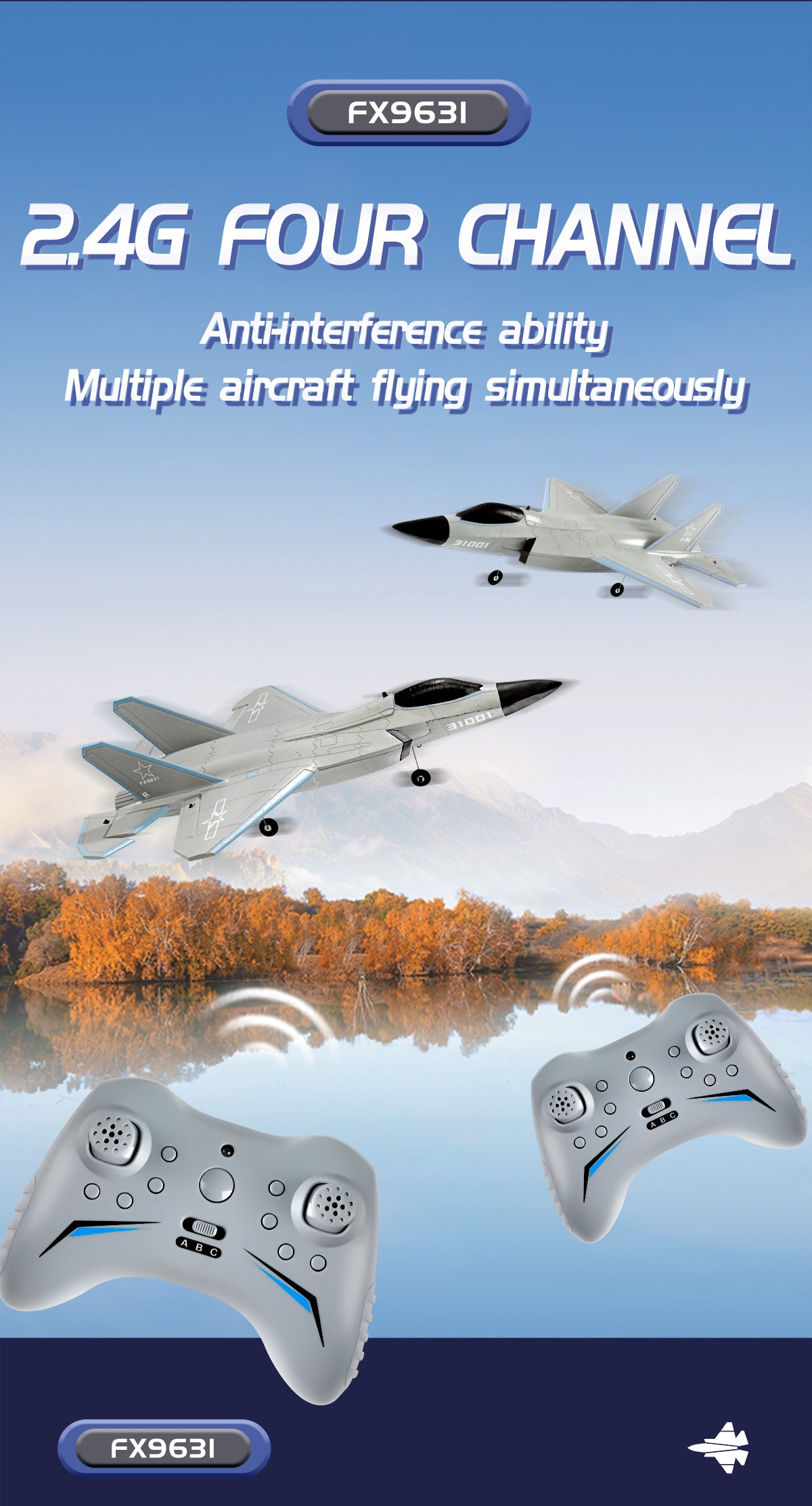 Thelink FX9631 RC Plane 2.4G 4Channels Airplane J-35 Remote Control
