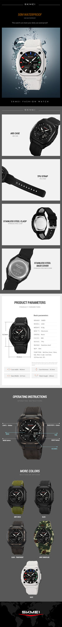 Thumbnail for Countdown Daylight Saving Time with 5Alarm Clock Waterproof Digital Watch