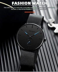 Thumbnail for Watch for Men Quartz Watch Business Stainless Steel Mesh Strap Watches Men Popular Black Dial Simple Relojes Para Hombres