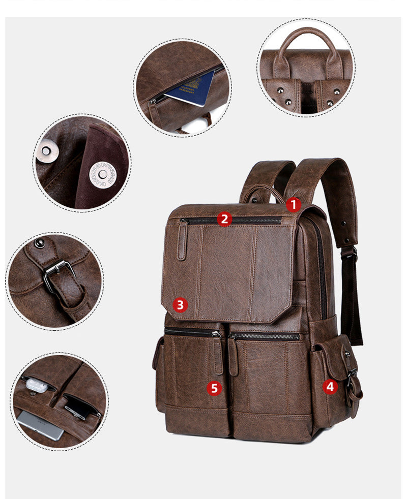 Fashion Vintage PU Leather Men's Backpack