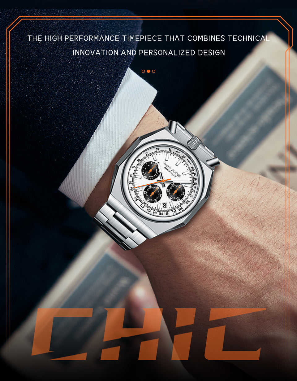 Fashion Multifunctional Quartz Calendar Luminous Stainless Mens Watches