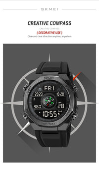 Thumbnail for Pedometer Countdown Sport Digital Men 50M Waterproof Calendar Calorie Wristwatch
