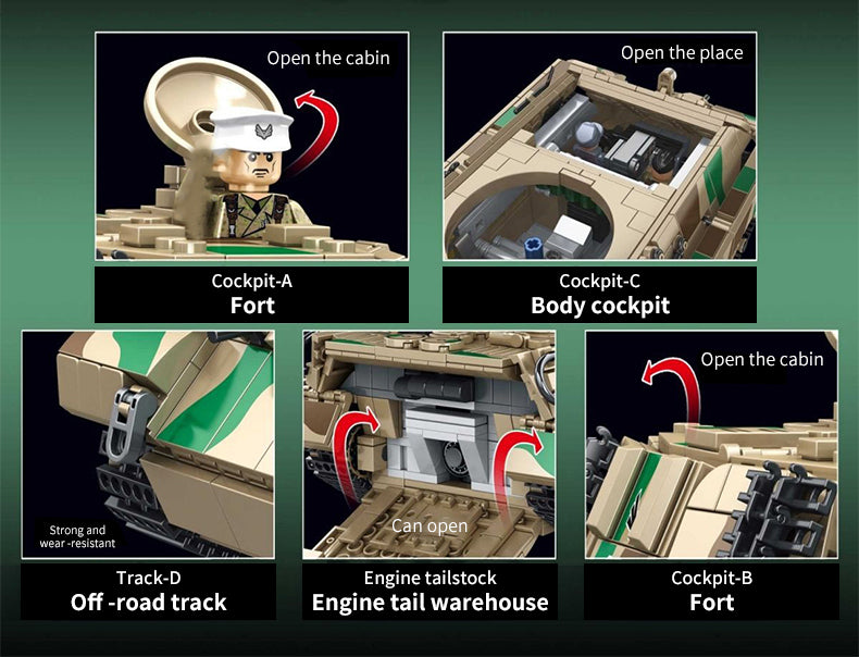 1974PCS Tiger II Heavy Tank Set Building Block Model