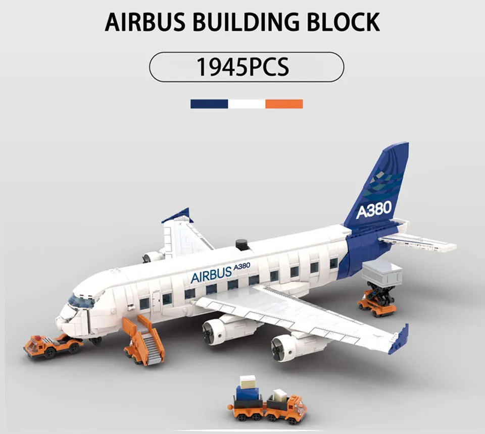 City Passenger Plane Building Blocks A1380 Dreamliner Airbus Transport Airliner Model