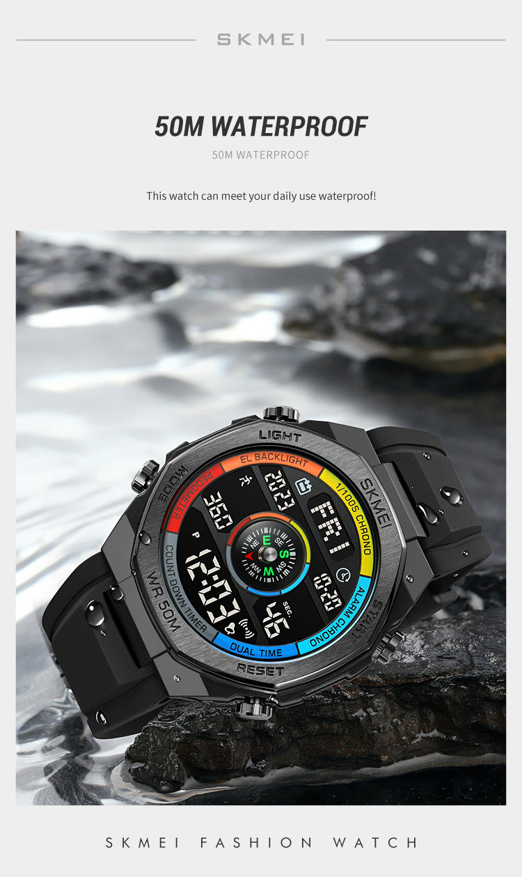 Pedometer Countdown Sport Digital Men 50M Waterproof Calendar Calorie Wristwatch