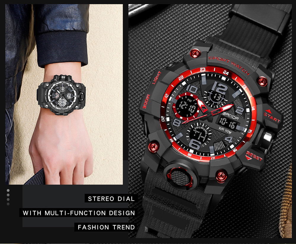 Military Men's Watches Waterproof Dual Display Quartz