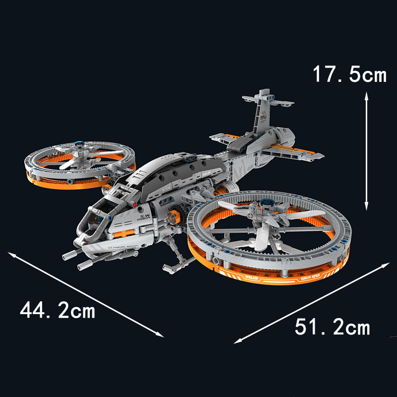 Space War Starfighter & Autogyro Mechanical Building Blocks +Stand+Light