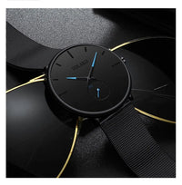 Thumbnail for Watch for Men Quartz Watch Business Stainless Steel Mesh Strap Watches Men Popular Black Dial Simple Relojes Para Hombres