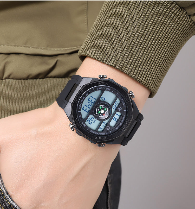 Pedometer Countdown Sport Digital Men 50M Waterproof Calendar Calorie Wristwatch