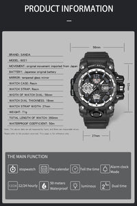 Thumbnail for Military Men's Watches Waterproof Dual Display Quartz