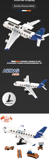 Thumbnail for City Passenger Plane Building Blocks A1380 Dreamliner Airbus Transport Airliner Model