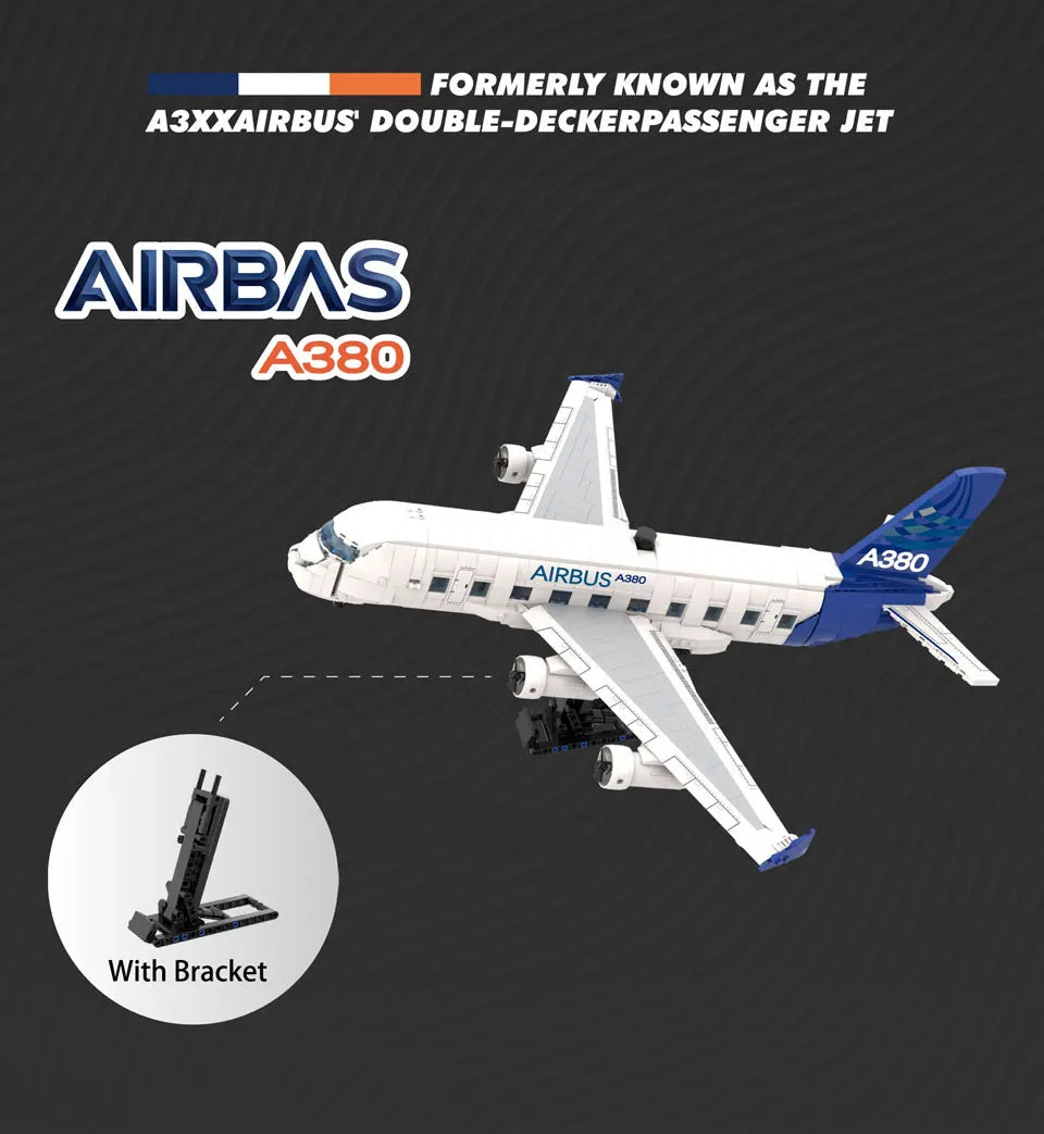 City Passenger Plane Building Blocks A1380 Dreamliner Airbus Transport Airliner Model