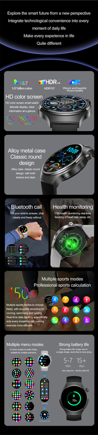 Thumbnail for WATCH GT4 Smart Watch: Unisex Design with 360*360 HD Screen, 150+ Sports Modes & Bluetooth Calling