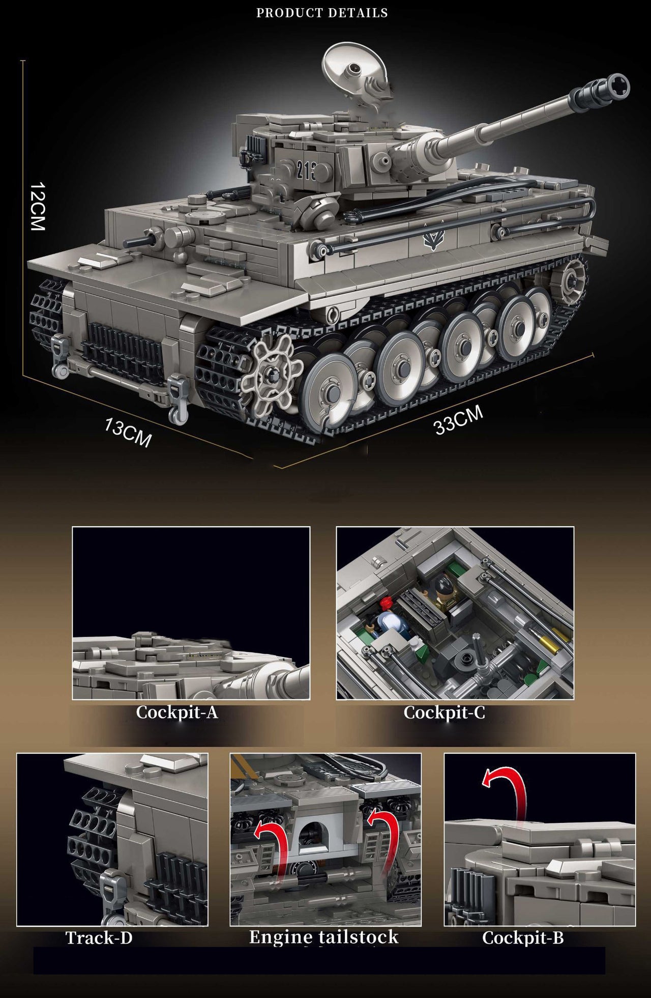 1776PCS Tiger Heavy Tank Set Building Block Model