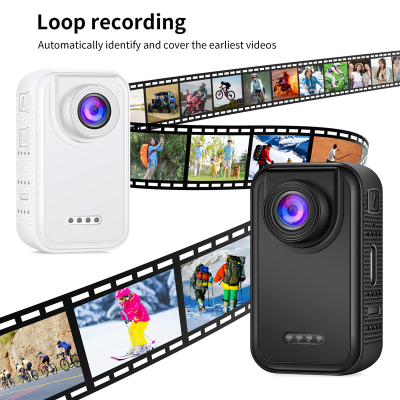 Waterproof 2K Thumb-Size Action Camera with 1.47″ HD Screen, Moto Mount