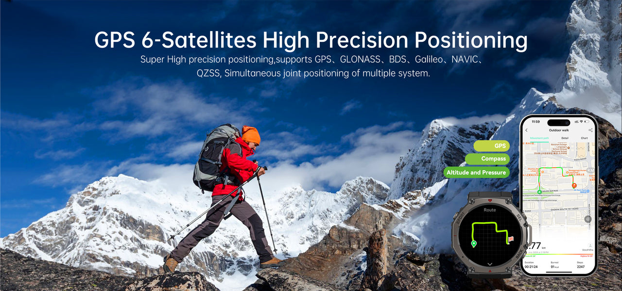 DM58: GPS Smart Watch with 1.43" AMOLED, Multi-Satellite Compatibility (GLONASS/BDS) & 5ATM Waterproof Design