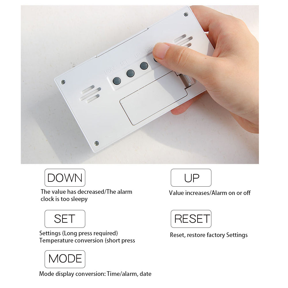 LED Thermo-Hygrometer Alarm Clock for Indoor