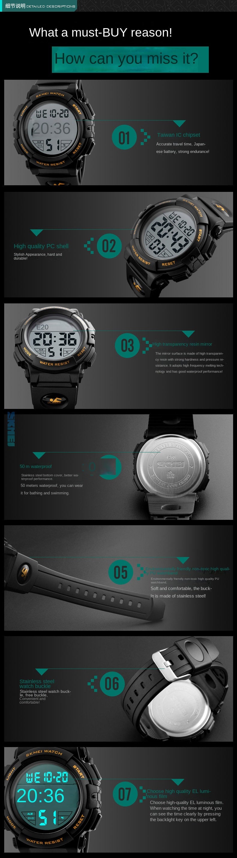 Multi-Functional Men's  Watch Watch Waterproof Sport Watch