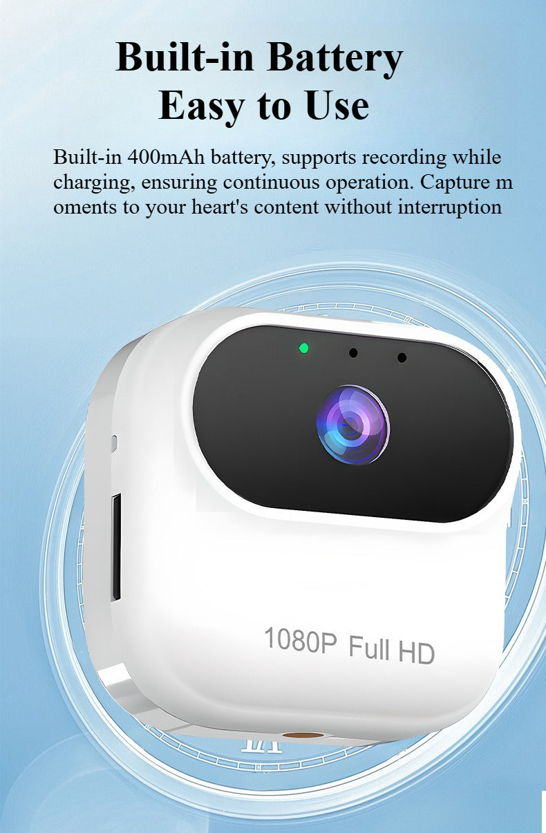1080P HD Mini Camcorder (Pet/Vlog) with WiFi, Motion Detection, Magnetic Adsorption