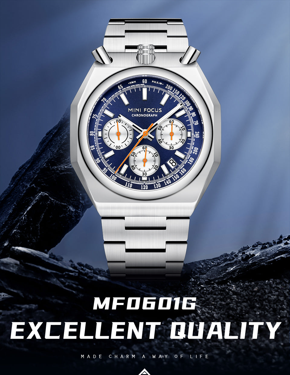 Fashion Multifunctional Quartz Calendar Luminous Stainless Mens Watches