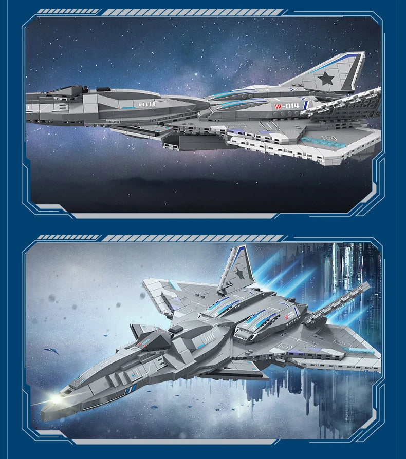 1226pcs South Gate Plan White Emperor Sky Fighter Technical MOC Bricks