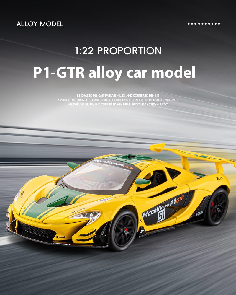 1: 22 Mccallum P1 GTR Alloy Car Model High Simulation Diecasts Toy With Sound and Light Pull Back Vehicles Decoration Toys
