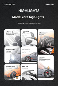 Thumbnail for 1:22 Scale Jesko Super Car Model Toys Metal Diecast Light Music Pull Back Sports Cars Models