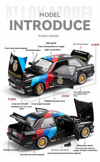 Thumbnail for 1:24 BMW M3 Racing Latte Art Series Alloy Model with Sound-Light & Dust Cover Base