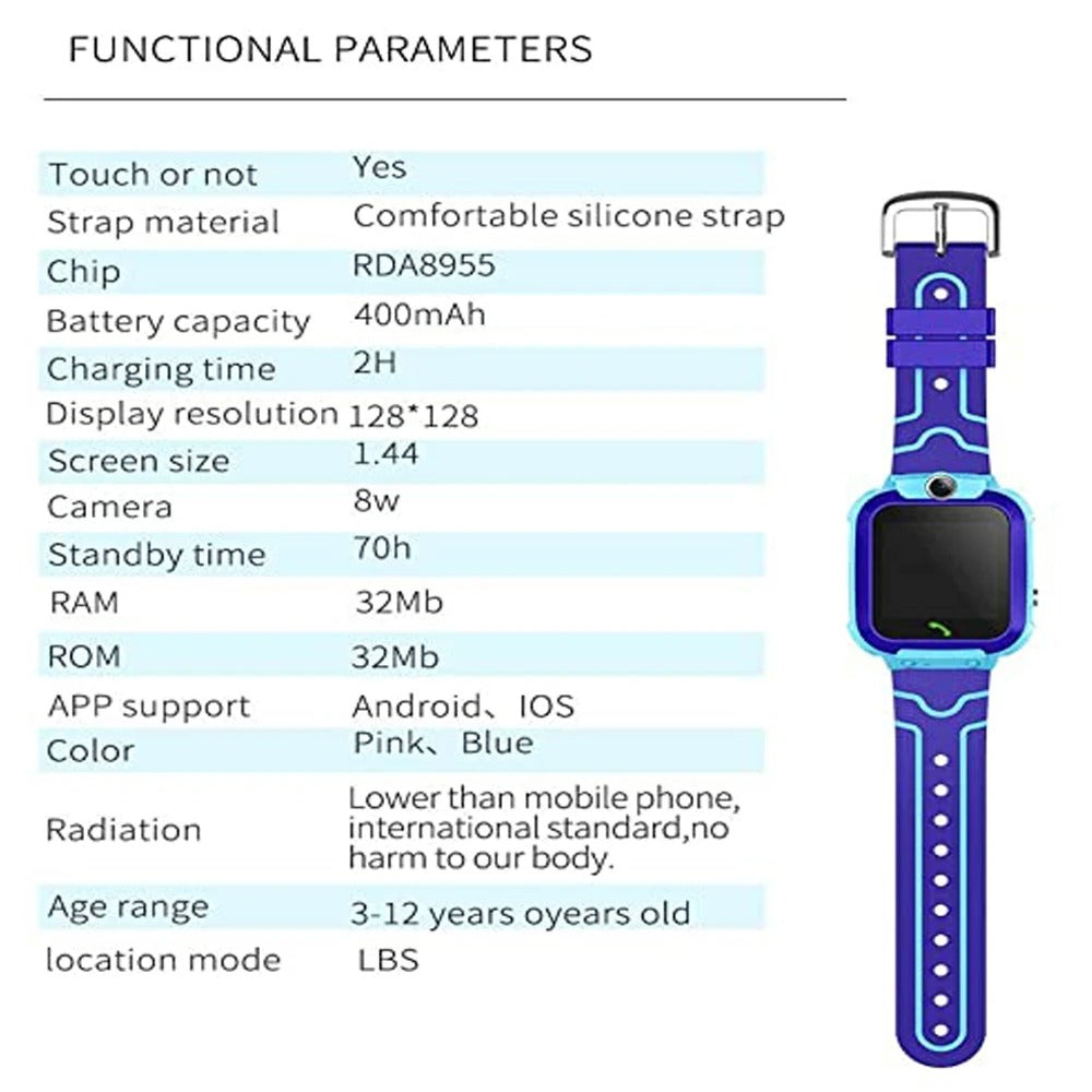 Multifunctional Q12 Children's Watch: Waterproof Design, Call, SOS, Camera & Accurate Positioning for Kids