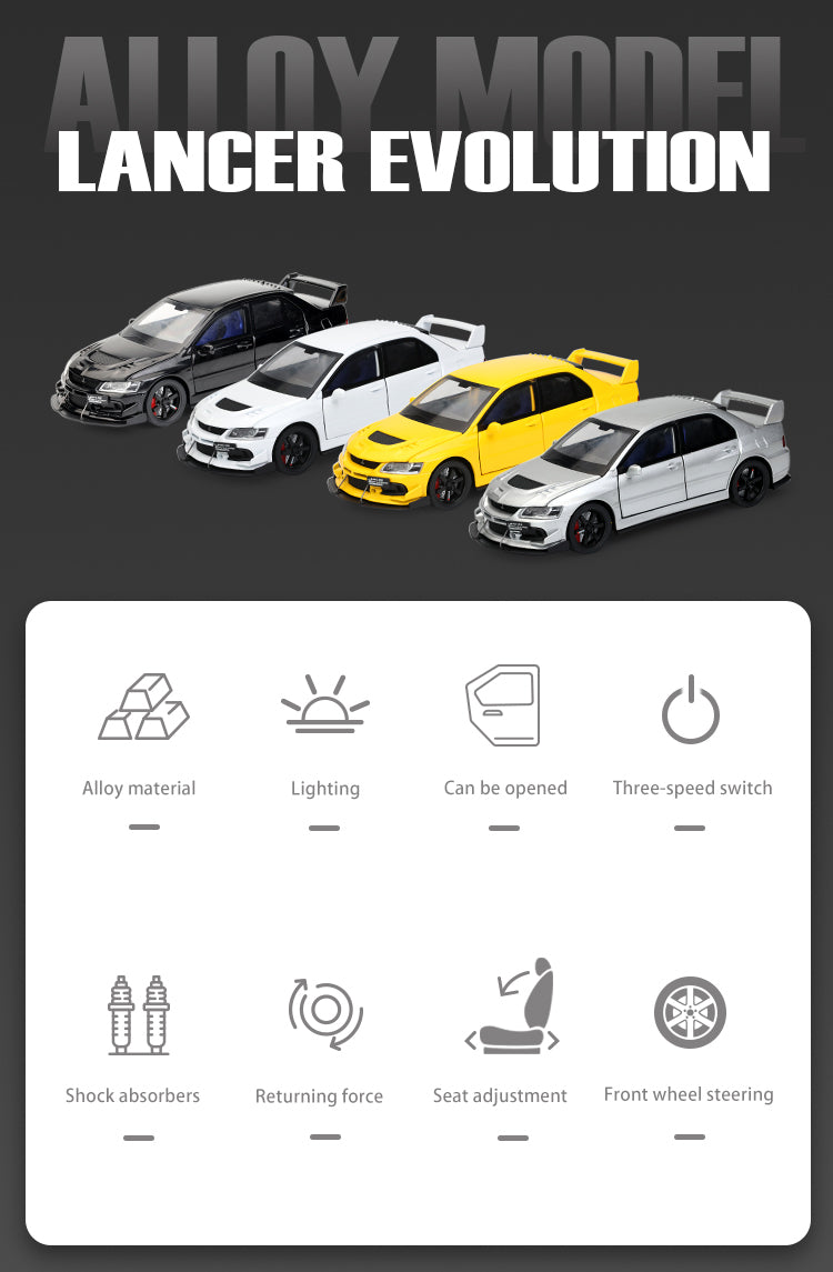 1:32 Mitsubishi Lancer Evolution Alloy Sports Model with Sound-Light & Pull-Back
