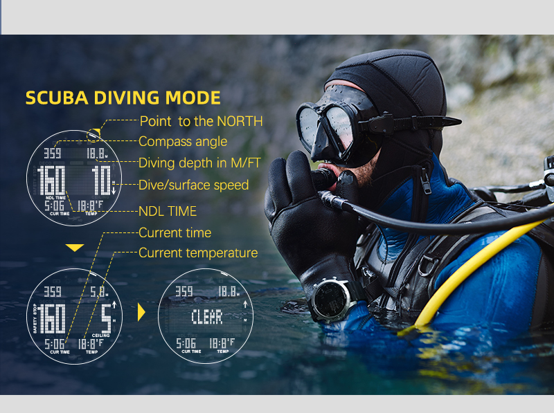 Outdoor Sports Waterproof Intelligent Diving Computer Watch