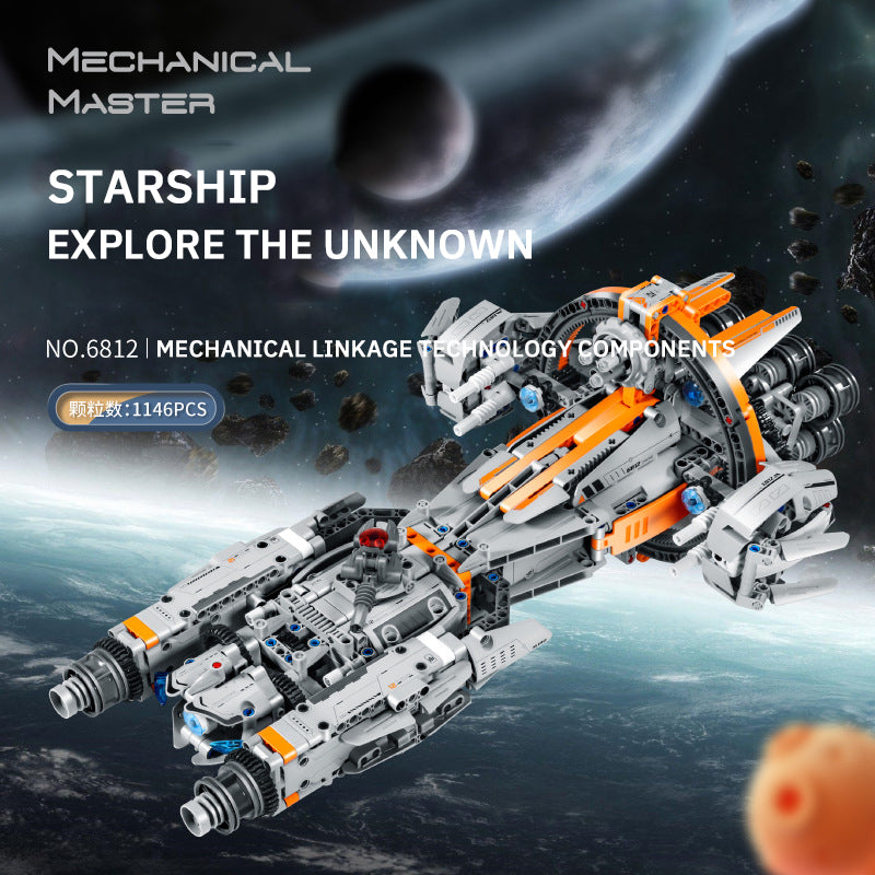 High-Tech Starship Combat MOC Starfighter Building Blocks +Stand+Light