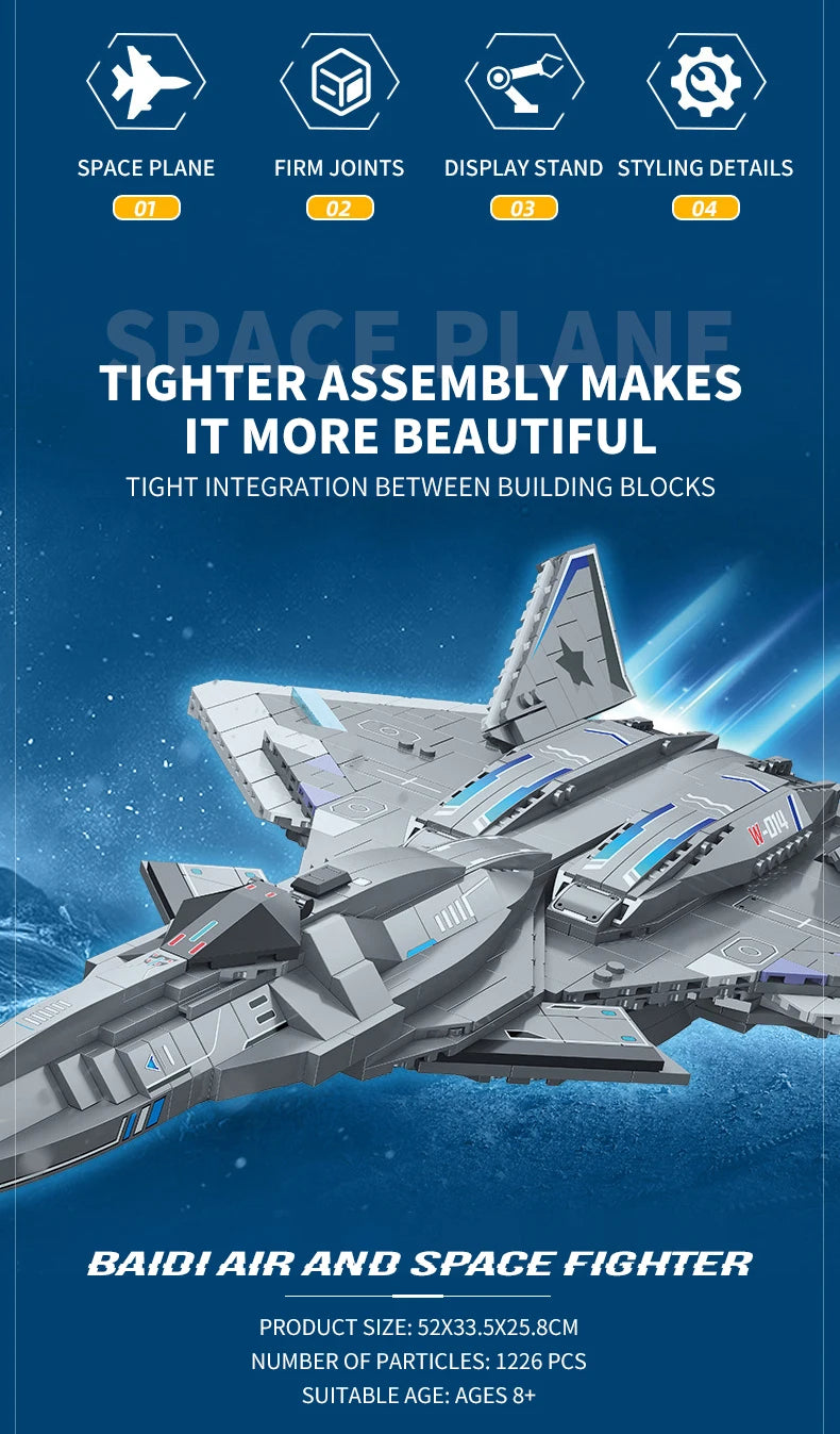 1226pcs South Gate Plan White Emperor Sky Fighter Technical MOC Bricks